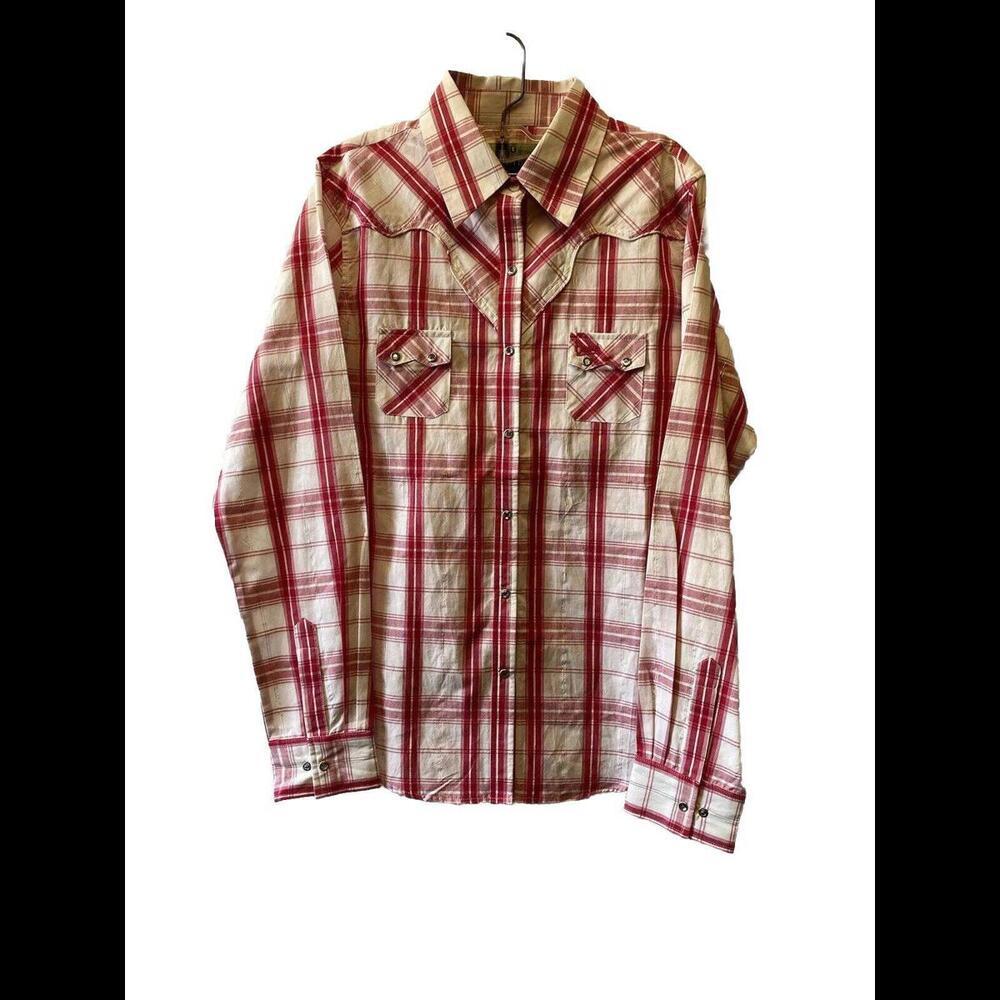 Outback Trading Company Women’s Long Sleeve Pink /Silver Threading Button L NWOT